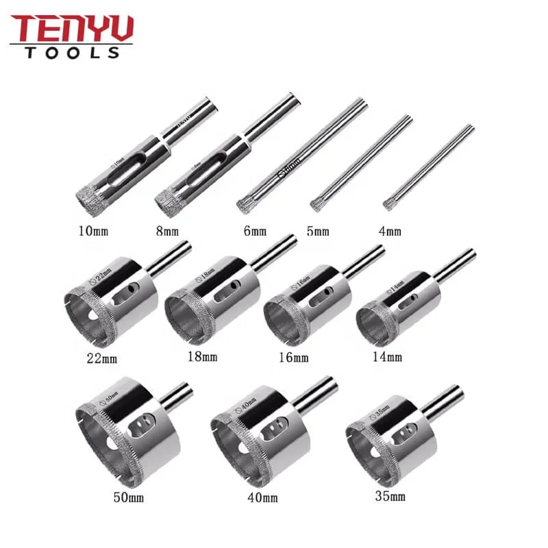 12Pcs Wet Cutting Diamond Hole Saw Grit Core Drill Bit Set for Tile Glass Stone Ceramic Sommth Cutting Tools