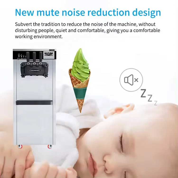New stainless steel 2024 new soft ice cream machine 3 flavors factory price