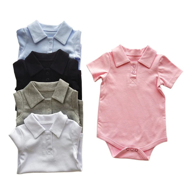 Blank Baby Onesie Babies Clothing Boy Rompers Polo Neck White Blue 6-9M Neutral Unisex New Born Baby Clothes