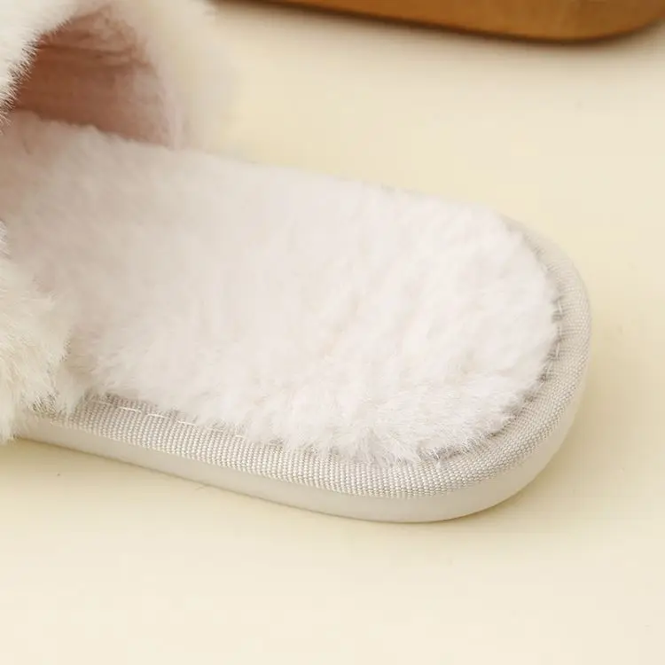 Soft customised 2024 furry pattern soft women slipper for home ladies famous winter slides