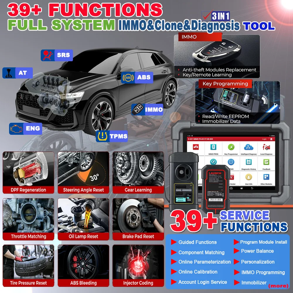 LAUNCH X431 IMMO Plus X-PROG 3 Key Programmer Car OBD2 Diagnostic Tools IMMO Anti-Theft Programming 39 Reset PK immo elite scan