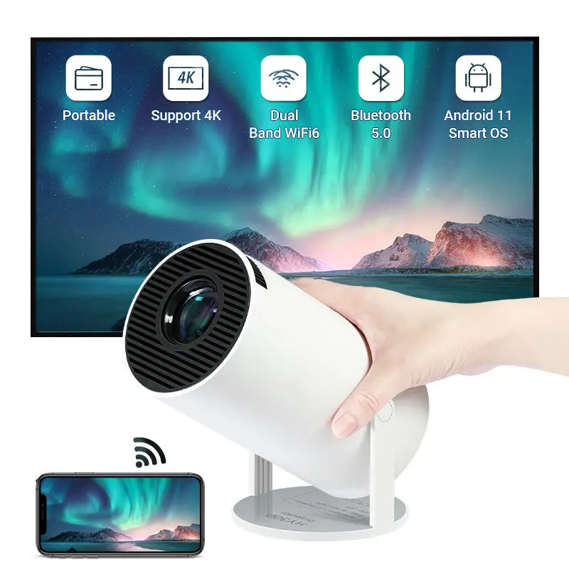 New Cheap Price HY300 Smart Android 11 Portable Projector Full Hd Home Video Projector Portable Mini 4k Projector hy300 Pro