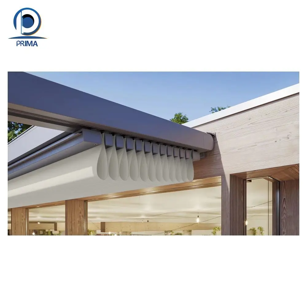 Prima Factory Price Silent Folding System Aluminum PVC Pergola Automatic Awning Retractable Roof