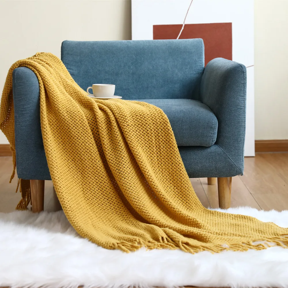 Super Soft Cashmere Decorative Throw Blanket Lightweight Knitted For Bed And Sofa
