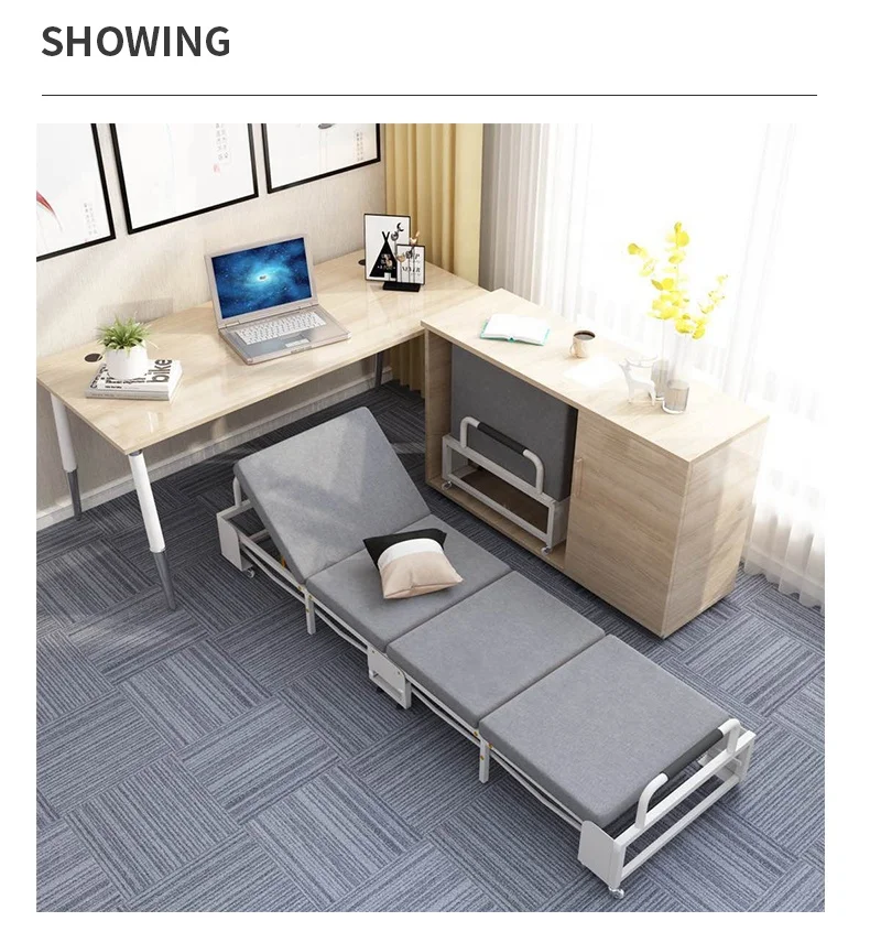 SY-2109A Office furniture lunch break folding bed with foam mattress and wheels