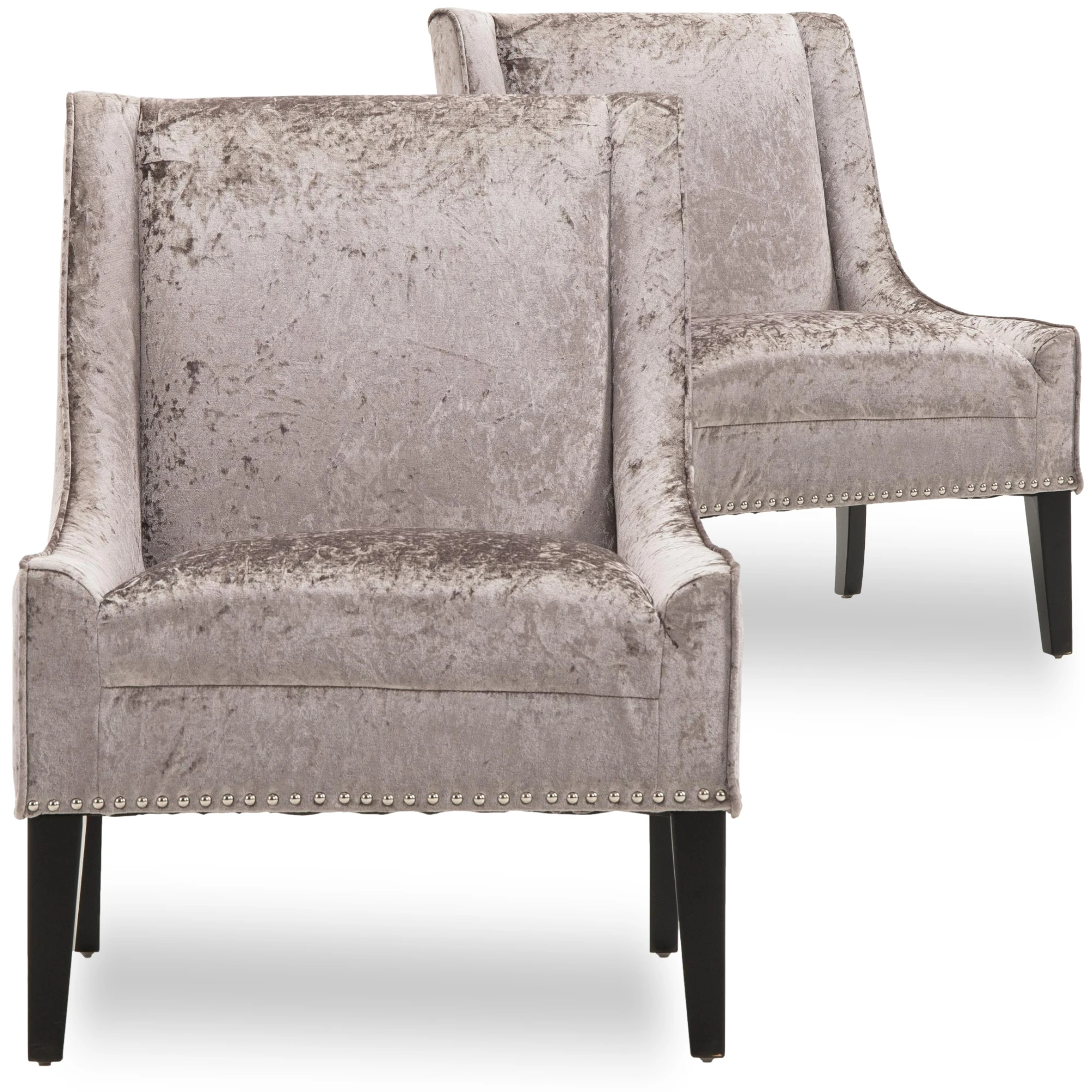 Cozy and Gratifying Light Brown Crushed Velvet Upholstered Solid Wood Legs Living Room Accent Chair