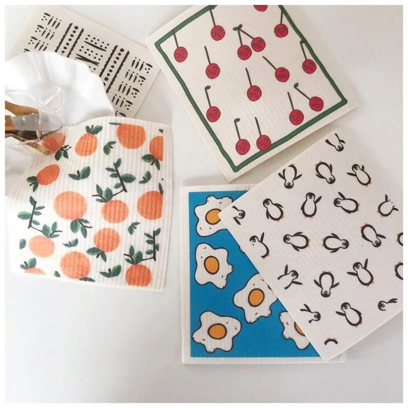 Wood Pulp Cotton Cloth Bcs Wood Pulp Cotton Very Absorbent Sponge Dish Cleaning Cloth For Kitchen