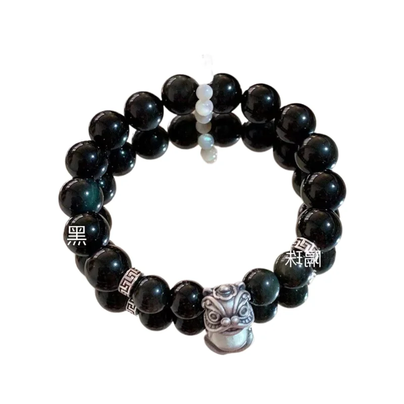 Hot wholesale new Chinese style wind safety lock double niche hand string beaded high appearance level couple bracelet