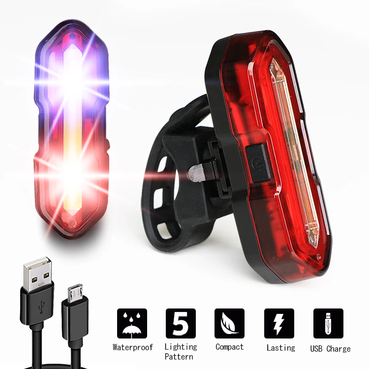 High Quality Cycling Bicycle Rear Light Mountain Road Safety Tail Bike Lights Strobe Mode COB LED Bike Warning Light