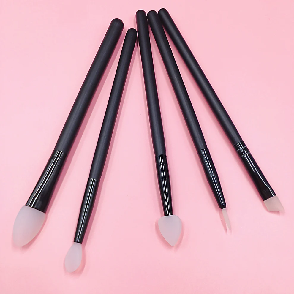 7-Piece Lip Eyeliner Eyebrow Eye Shadow Makeup Brush Set Perfect Silicone Applicator for Cream and Liquid Products