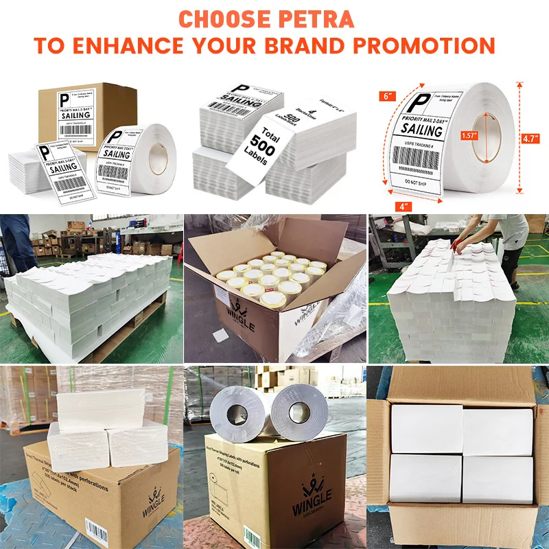 Hot selling single proof 4*6 inch roll or folded label printing product information logistics shipping label