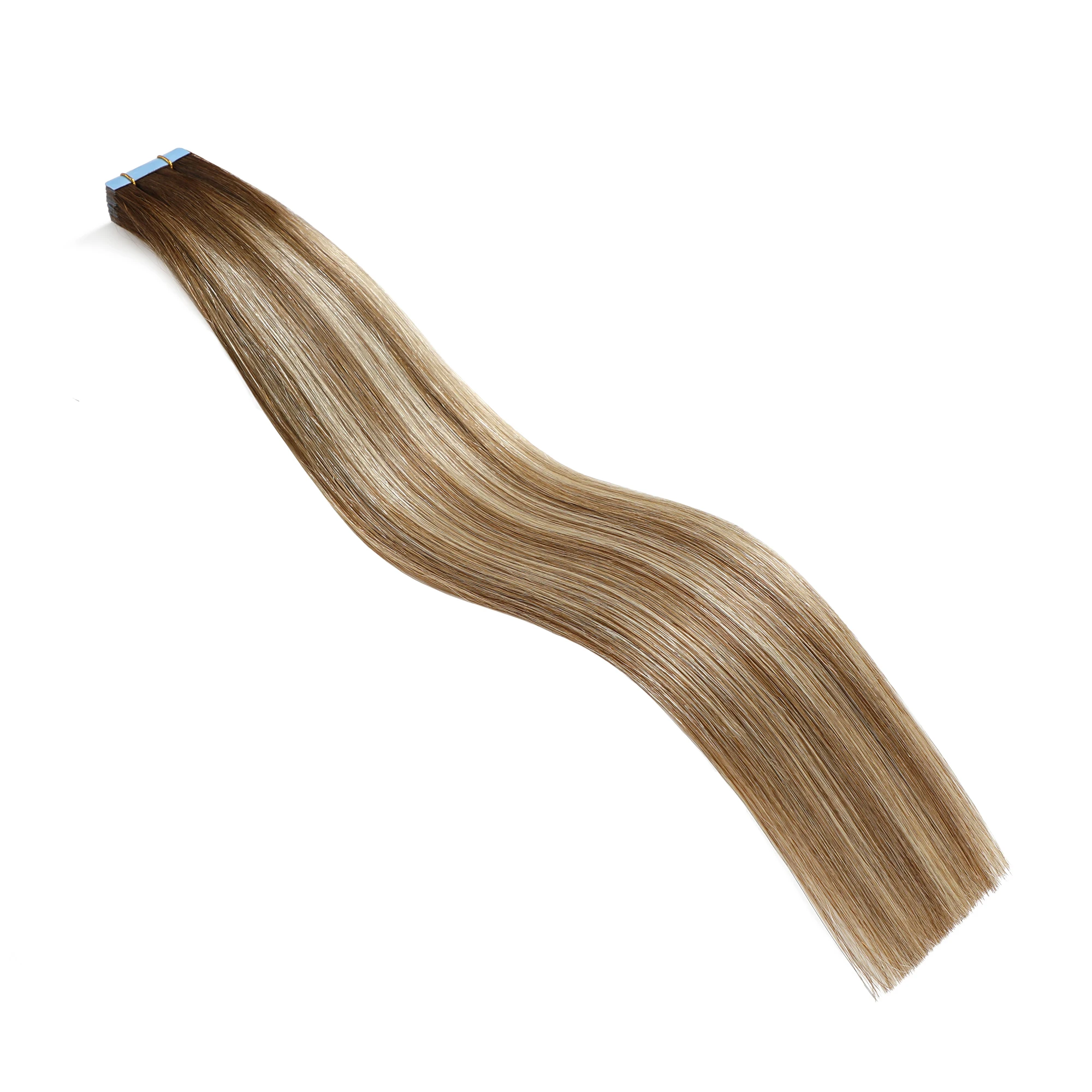 Natural Body Model Long Tape Ins Extension Invisible Double Drawn Adhesive Tape 100% Russian Raw Human Hair Natural Wave Free