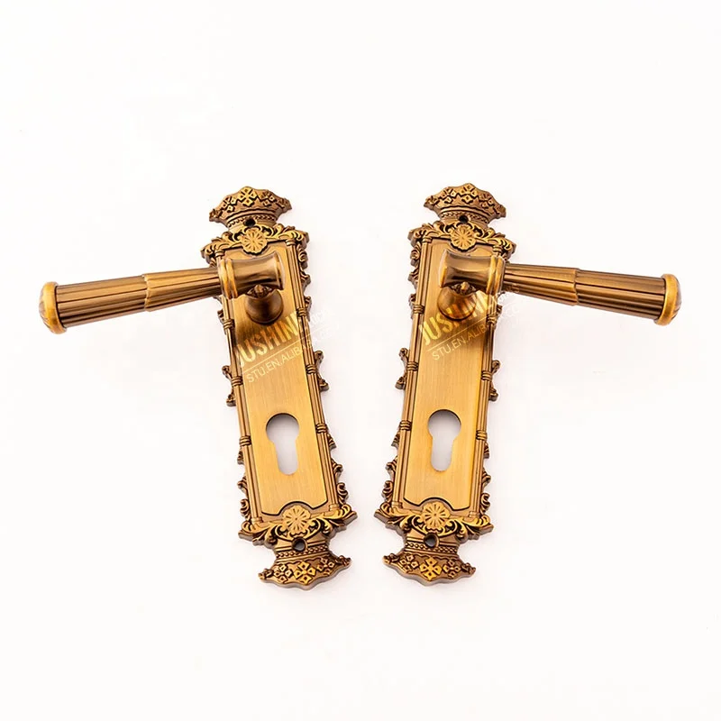 70mm Antique brass handle locks set bedroom interior door lock mortise lock set