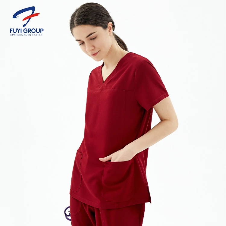 FUYI group best selling customized fashionable surgical suit scrubs nursing uniforms sets nurse uniform
