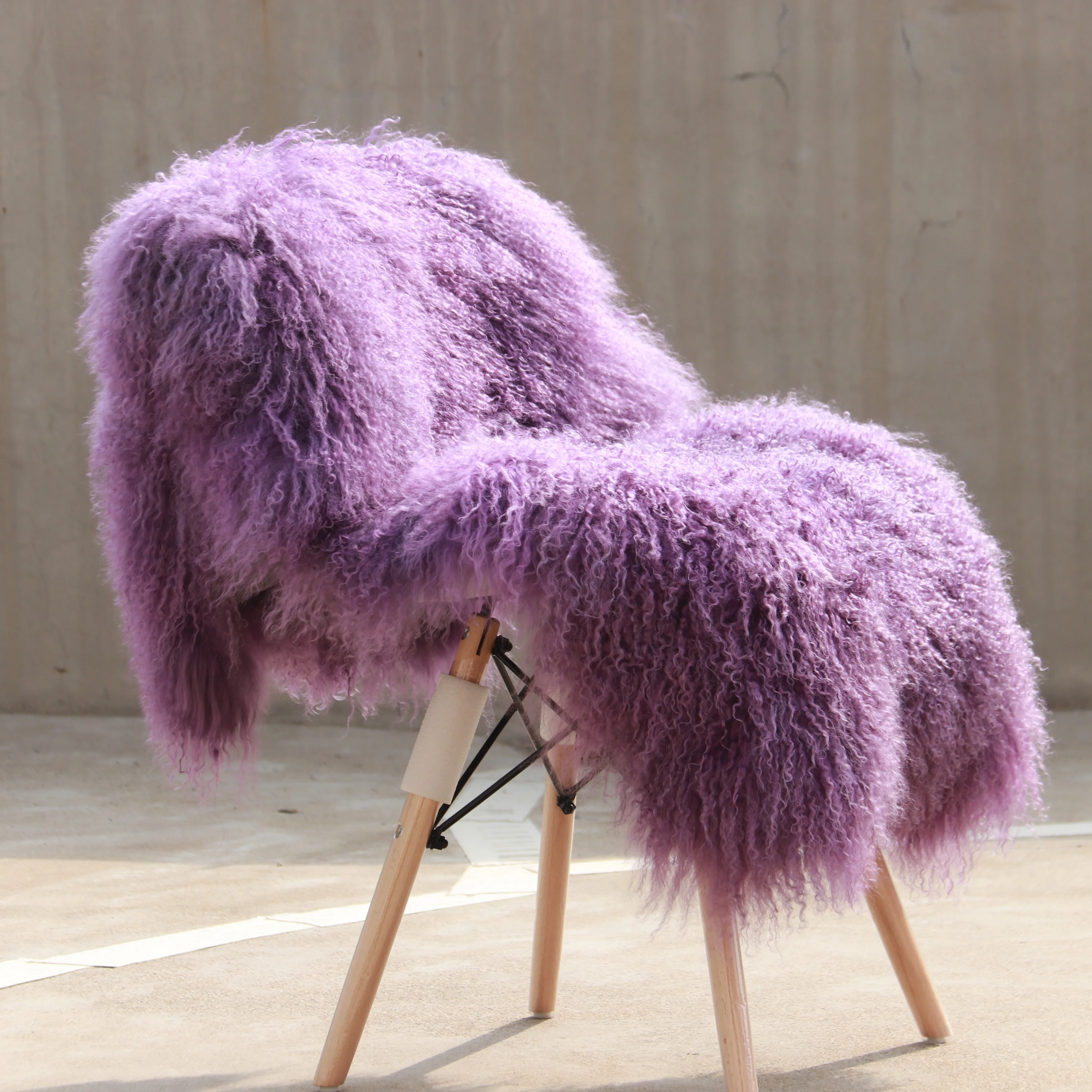 high quality Mongolian fur plate custom Tibetan sheep skin curly