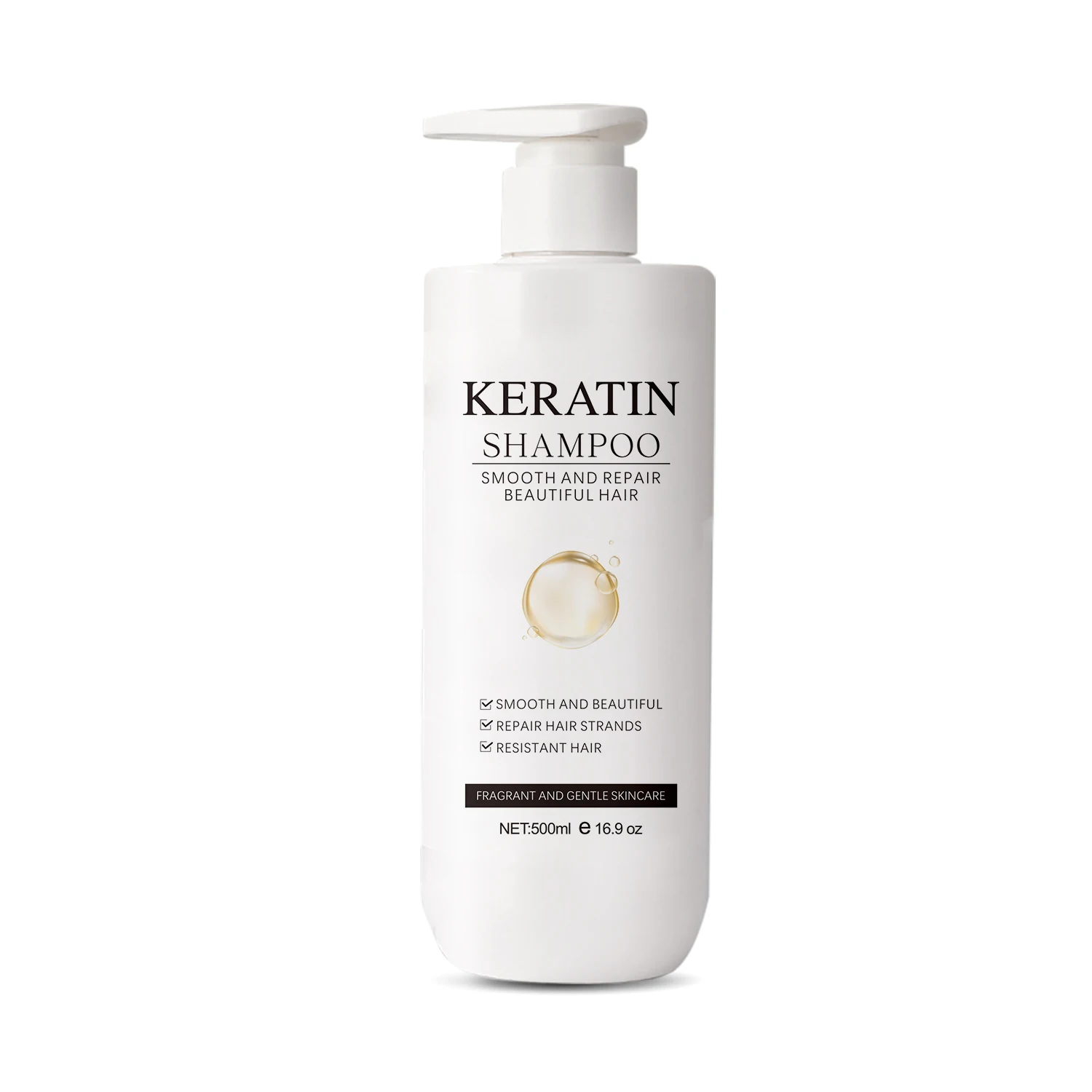 Private brand peptide keratin anti-frizz split ends restore soft hair balance sulfate-free collagen shampoo customized