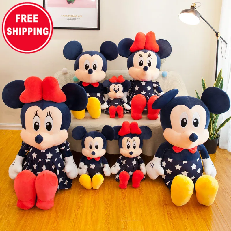 Free shipping Large Couple Mickey Mouse Star Mickey and Minnie Plush Toy