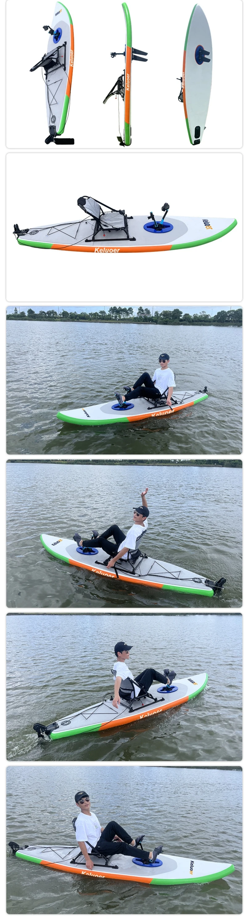 10FT Custom Drop Stitch Sit on Top Surfing SUP Inflatable Pedal Paddle Board with Rudder