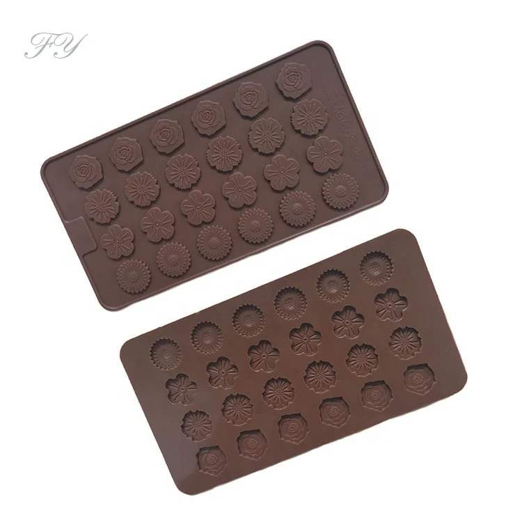 Spot wholesale 24 even rose silicone chocolate chip mold handmade biscuit mold cake decoration mold