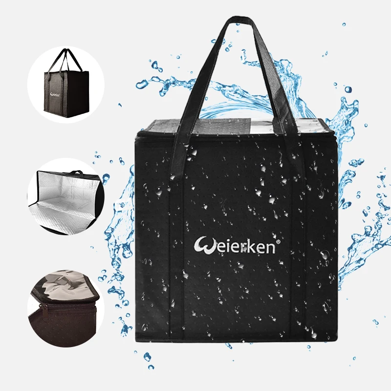Extra Large Cooler Bag Car Ice Pack Insulated Thermal Lunch Pizza Bag Fresh Food Delivery Container Refrigerator Bag Custom 600D