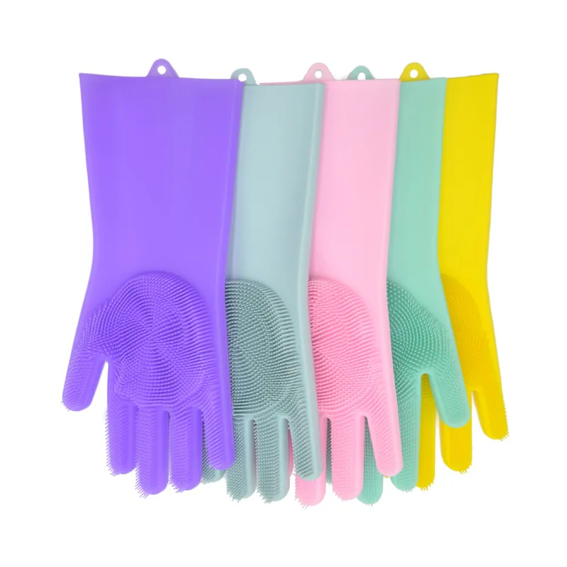 Household cleaning latex gloves silicone dishwashing gloves kitchen rubber gloves