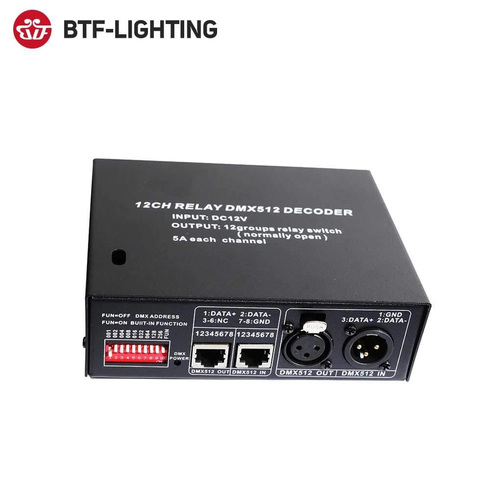 New 12 Group Signal DMX Common Controller AC250V Output 10A 12Ch Dmx512 Relay Switch Decoder