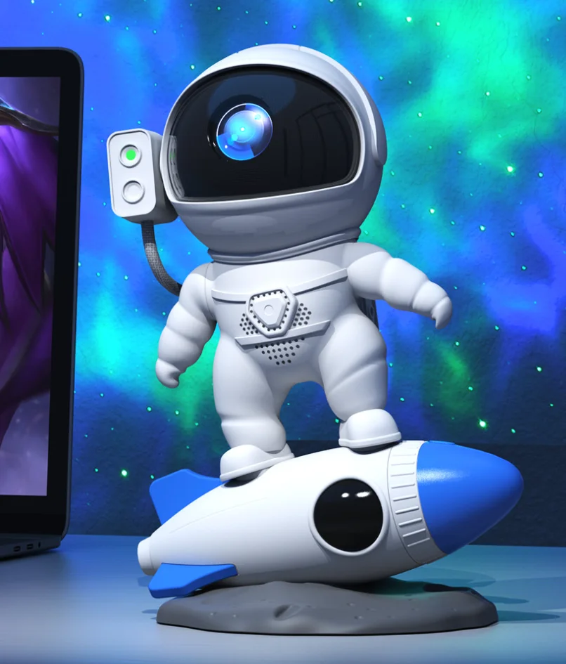 Creative Music Desk Lamp Rocket Astronaut  Starry Projector Lights Bluetooth controls RGB ambient night light