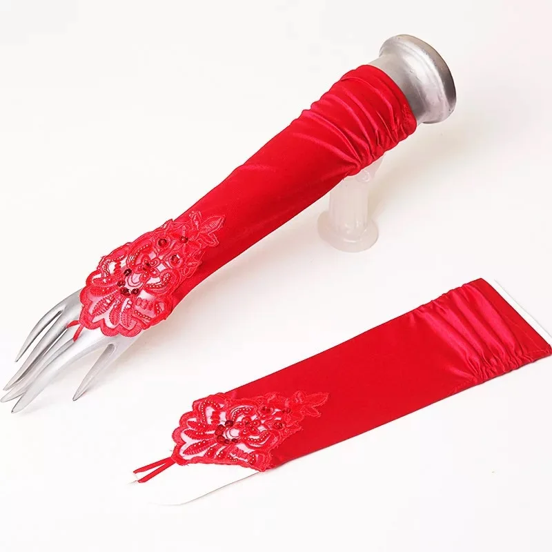 Fingerless Long White Gloves Pierced Elbow Length Satin Gloves Opera Evening Party 1920s Gloves for Women