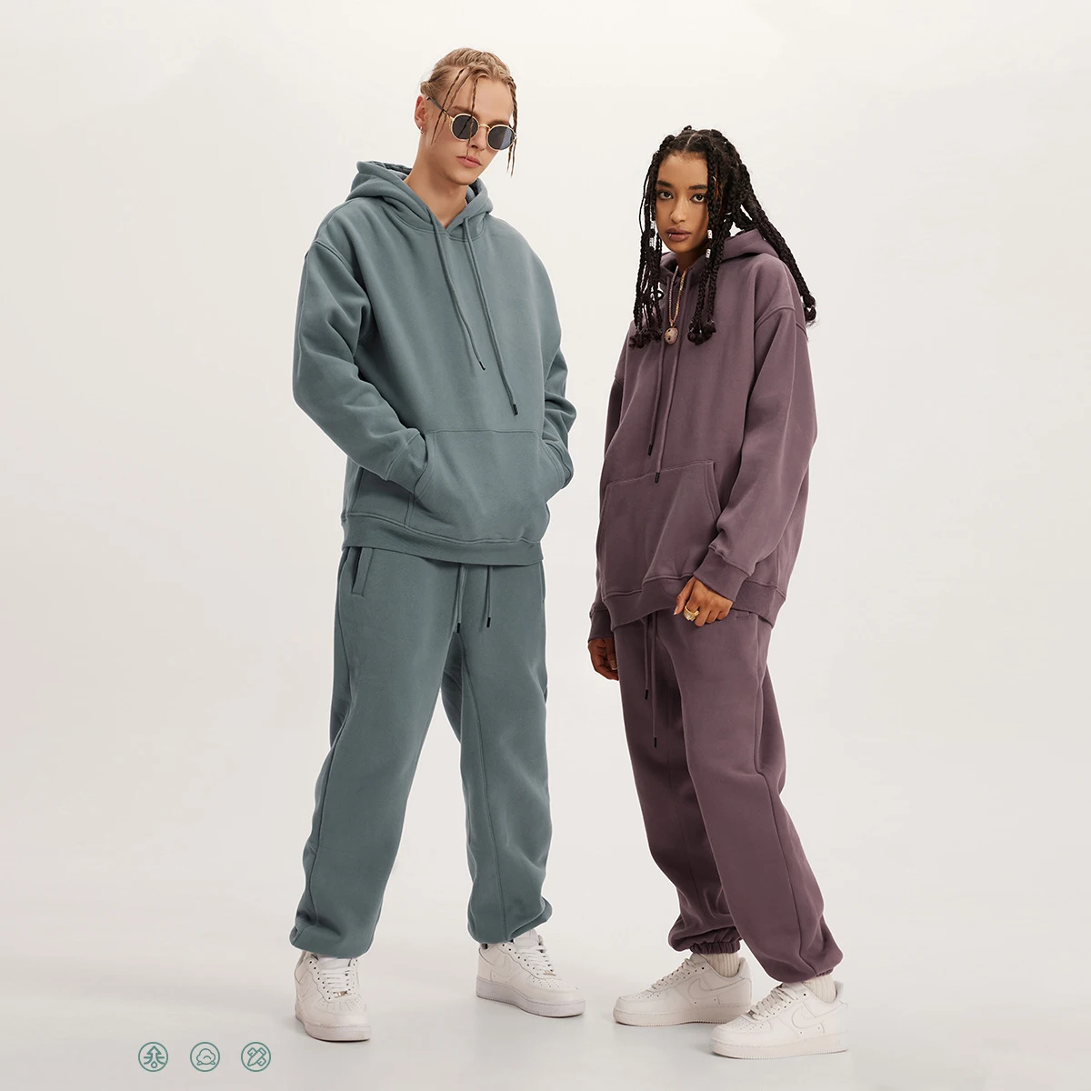 Sportswear Blank Custom Quality Hoody Sets 350 Gsm 100% Cotton  Hoodies Set Unisex Outdoor Sport Tracksuit Set