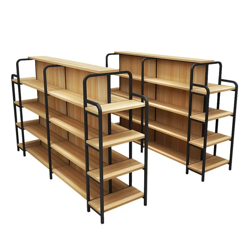 Heavy Duty Double Sided Supermarket Shelves Steel Wood Super Shelves Retail Display Gondola Shelving/Rack for Shop