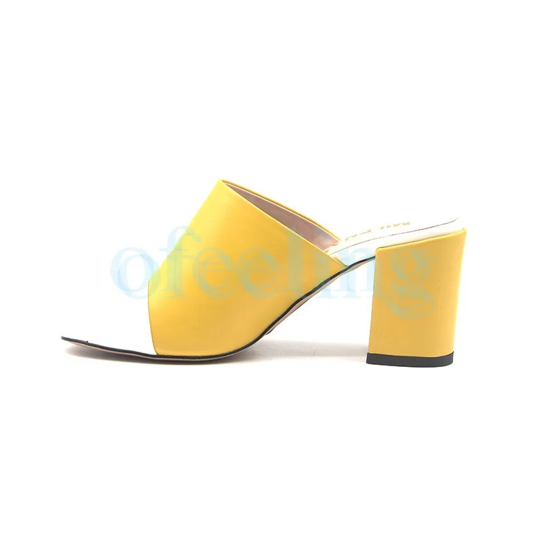 
Summer Women High Heel Shoes Open toe Mules Cut out Square Heels Sandals Slippers Casual Outdoor Pumps Loafers 