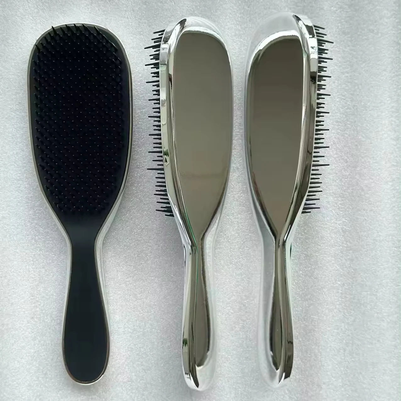 Hot Sale ABS Anti-Static Detangler Hairbrush Compact round Silver UV Metallic for Women Easy Hair Deseatling Tangle Brush