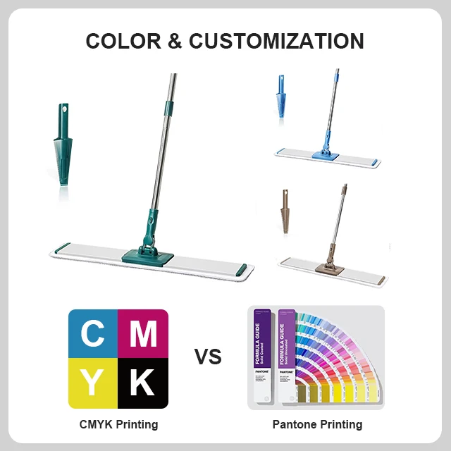 24-Inch Flat Microfiber Mop with Easy Degree Durable Aluminum Pole and Rectangle Head for Floor Cleaning