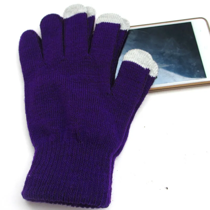 Mix Colors Size Winter Gloves Tablet Acrylic Knitted Gloves Smartphone Touch Screen Gloves Acrylic