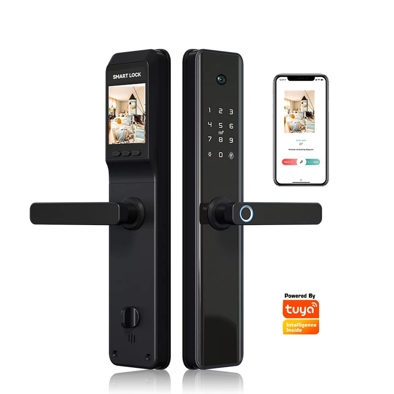 Hot Selling Tuya Remote Unlock Smart camera digital Home 6068 mortise Electric Tuya Wifi Fingerprint Door Lock