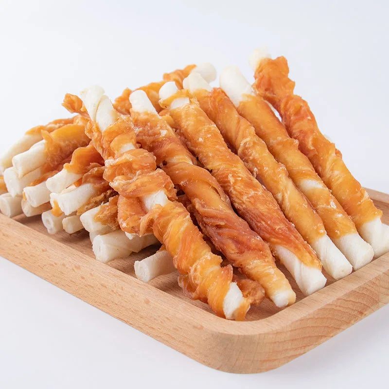 Customized Wholesale calcium supplement chicken and cowhide roll bite glue grinding bone teeth Molar Stick Dog Snacks