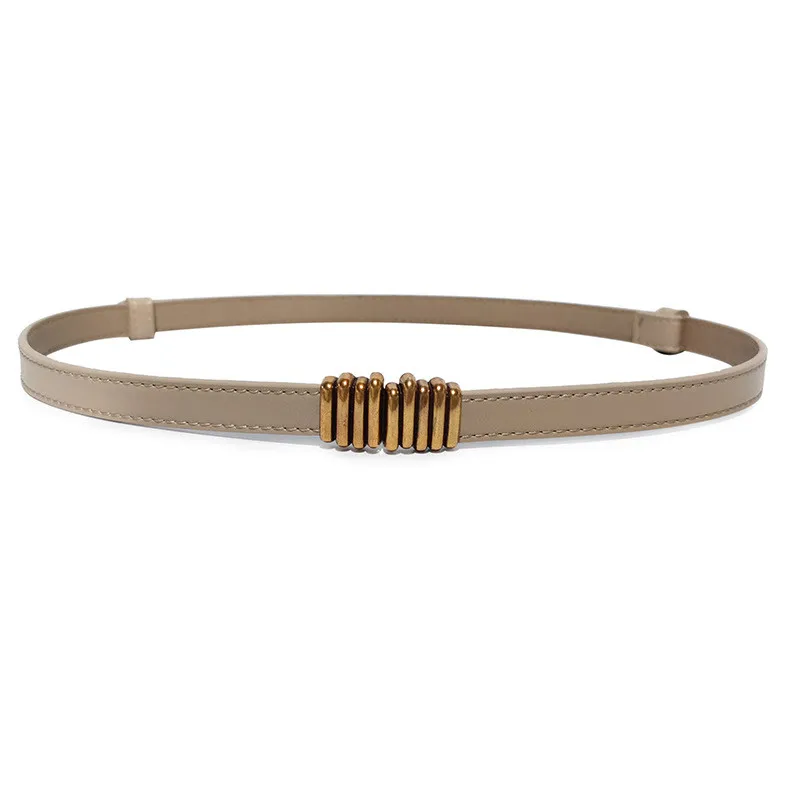 Female Thin Genuine Leather Ladies Belts 1.4cm-1.8cm Women Waist Belts Strap Alloy Gold Buckle Women Ceinture