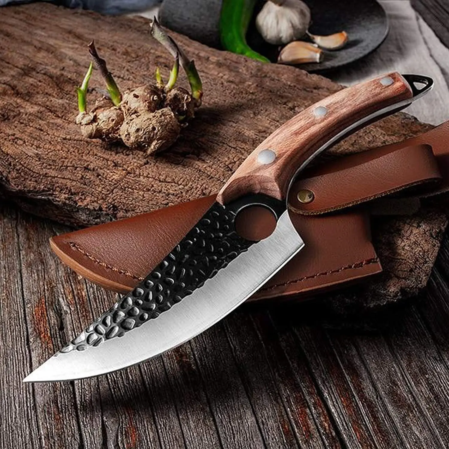 Sharp knives Slaughter Cutter Skarde Kitchen  Solid Wood  Hand Forged  Meat Cleaver Kitchen