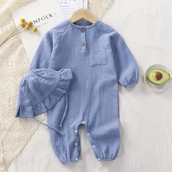 Baby Clothes Spring Autumn New Newborn Long Style Romper Cotton Gauze Jumpsuit Summer Pajamas