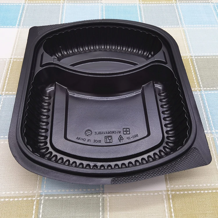 Cheap price eco-friendly plastic restaurant storage food box 2 compartment disposable plastic food containers