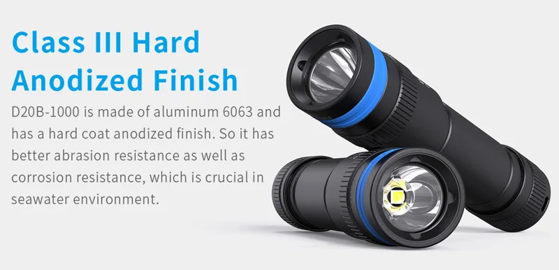 Xtar D20B SOS Function Portable Rotary Switch 1000 Lumens Led Waterproof Underwater 50m Skin Diving Flashlight Torch