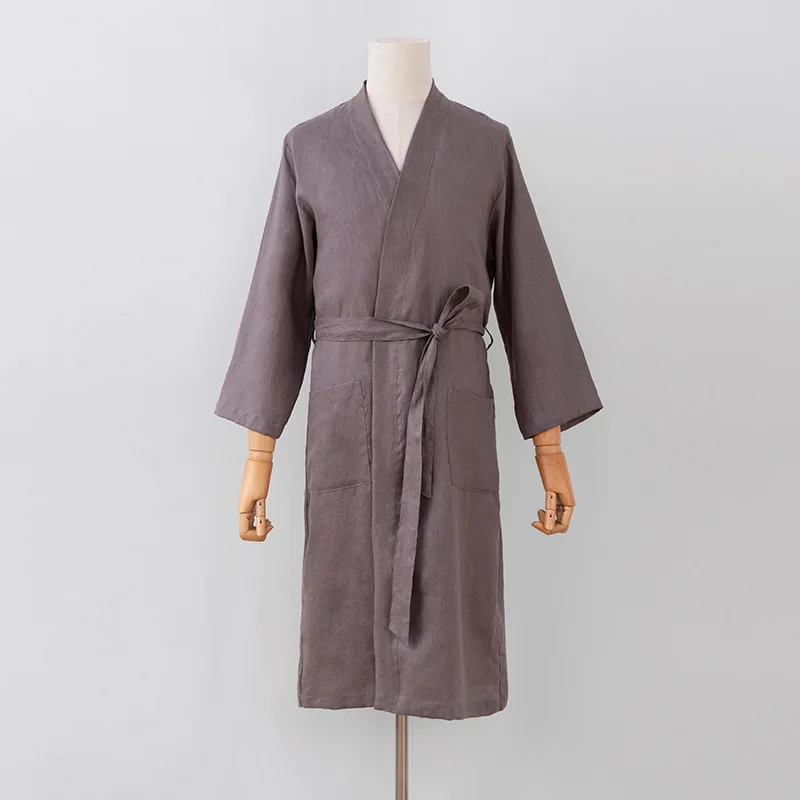 New Comfortable Cotton Linen Unisex Kimono Sleepwear Japanese Hot Spring Hotel Bathrobe Luxury Spa Robe