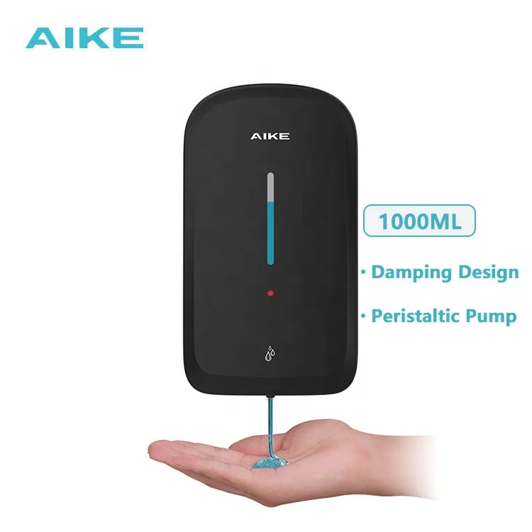 AK1220 High quality wall mounted refillable large capacity 1000ml ABS plastic smart black soap dispenser automatic touchless