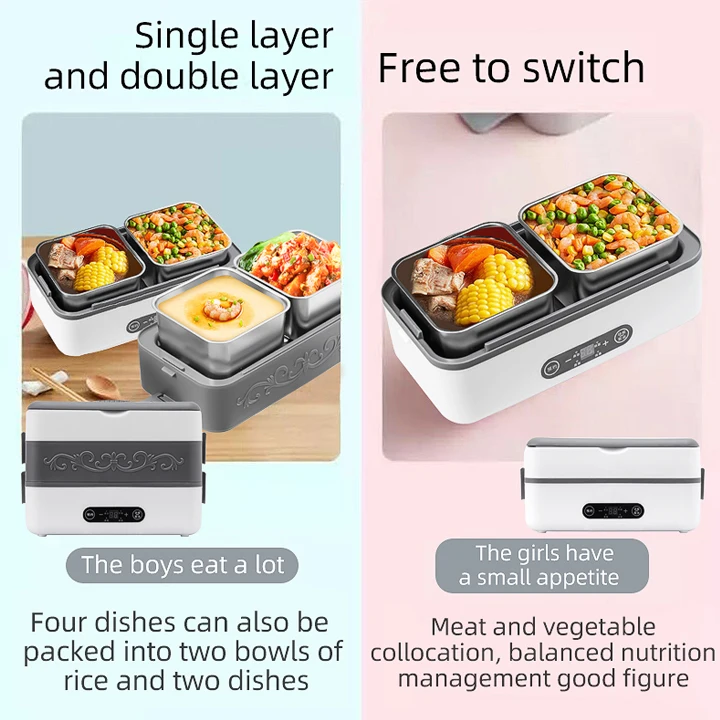 The Large Capacity of 4 l Is Suitable for the Home Office in One Portable Food Insulated Tiffin Box Heater