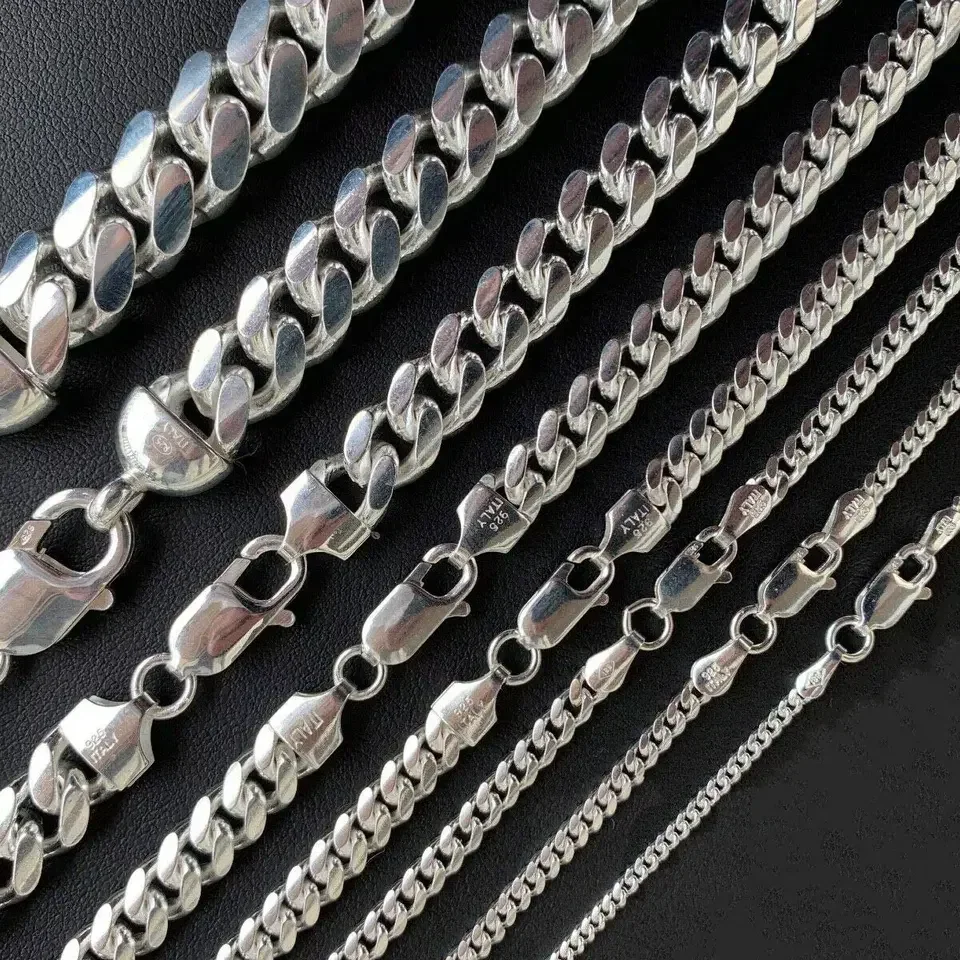 3mm 5mm 6mm 7mm 8mm 14mm 18mm 20mm 925 Silver Cuban Link Chain 925 Sterling Silver Italy Rope Necklace For Men Women