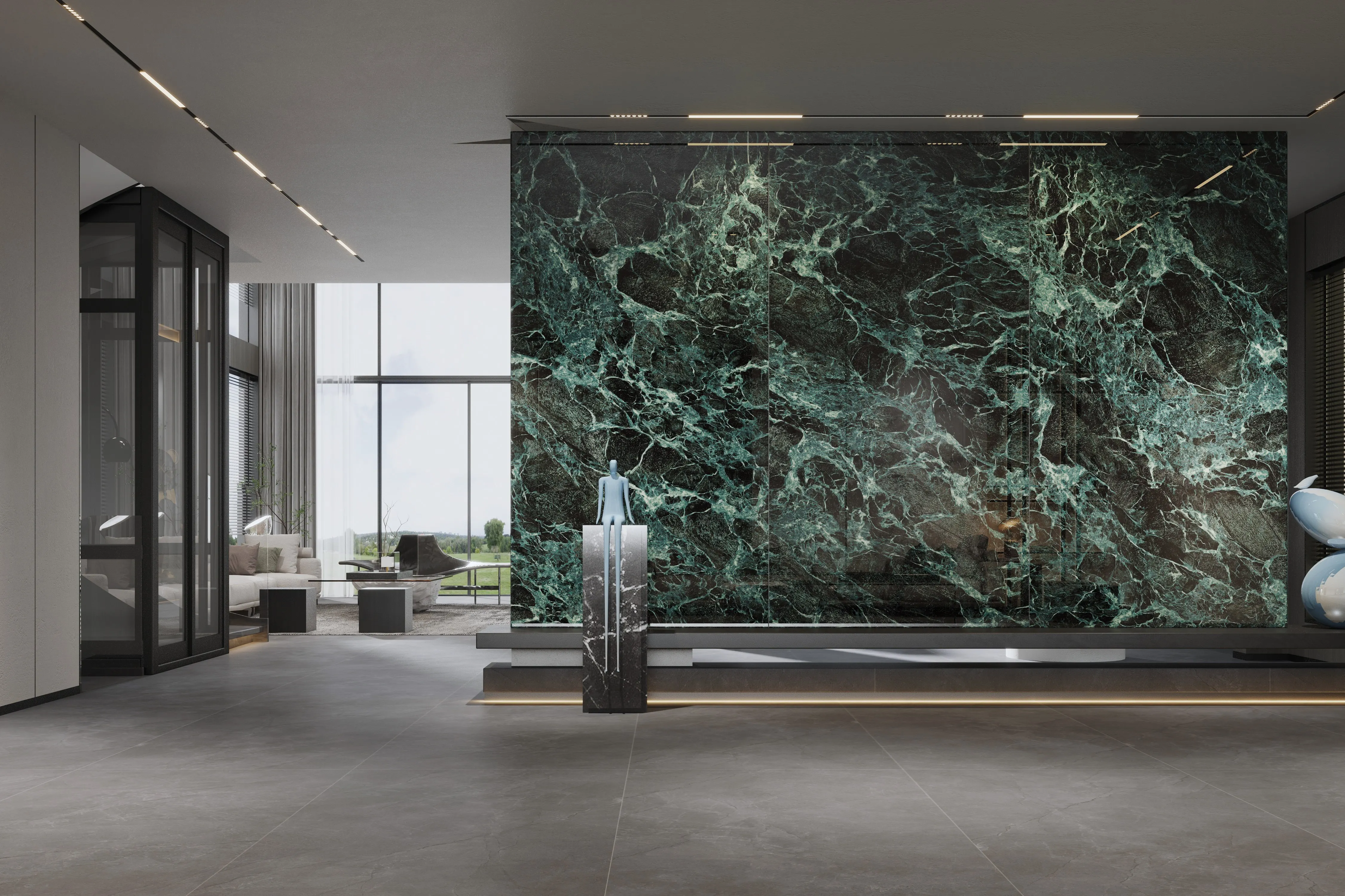 Dark Green Mixed Color Dry Grain Fully Polished 1200x2400x8.5mm Ceramic Tile Porcelain Polished Glazed Marble Look Slab Tile