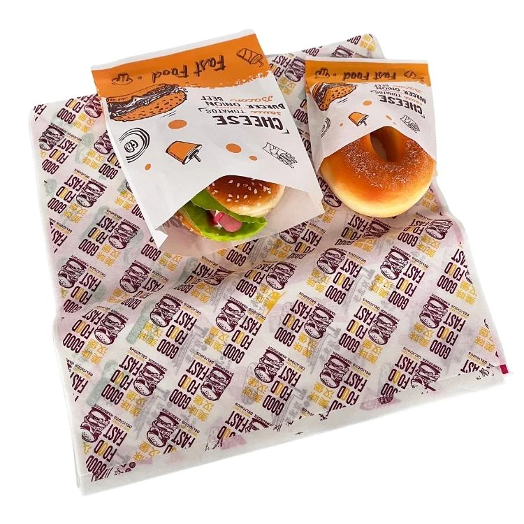Wholesale disposable French fries burger doggy bag customized food snacks chicken leg drizzled film oil proof paper bag