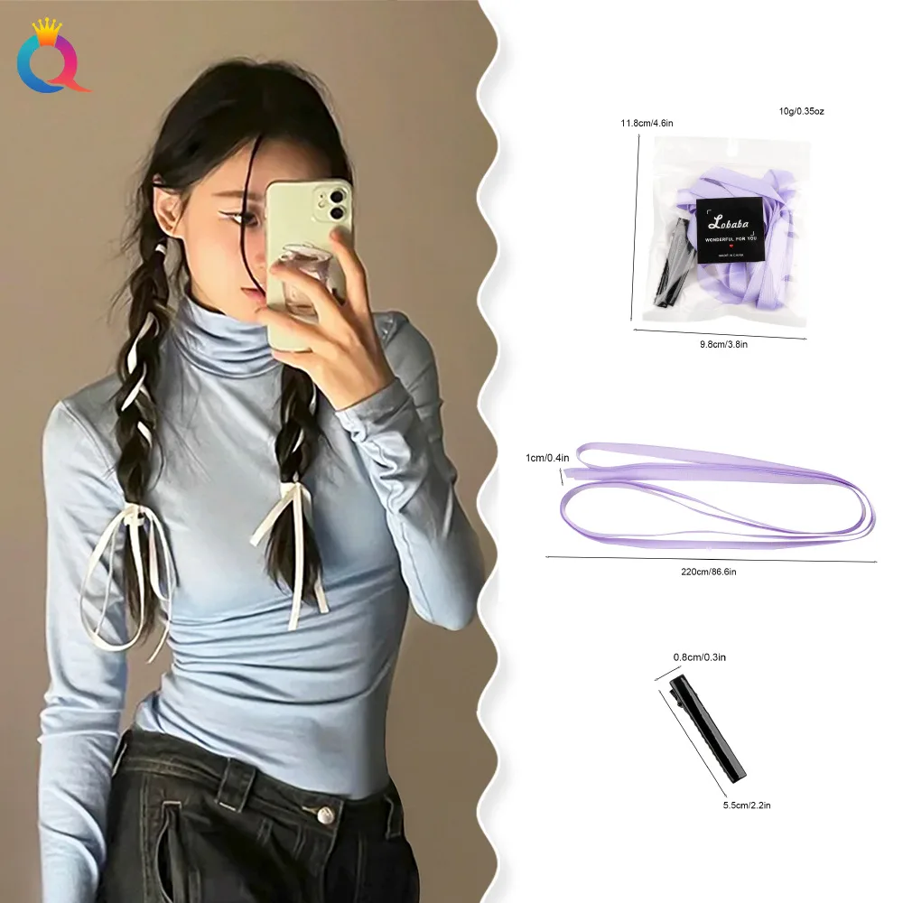Qiyue 2 Piece Black Hair Clip with Ribbon Bag Packing Women Hair Accessory