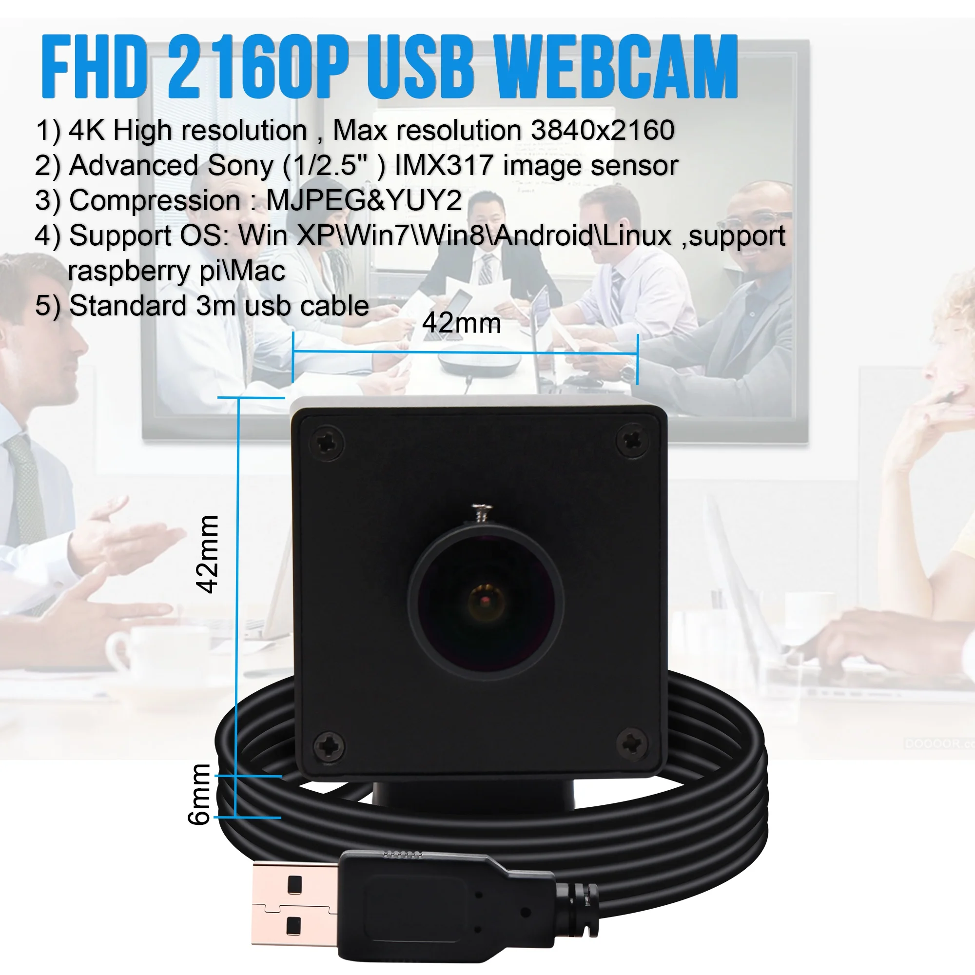  Камера ELP Ultra HD 170 градусов объектив «рыбий глаз» 4K USB веб-камера 2160P с датчиком Sony IMX317 компактная USB-камера для Linux