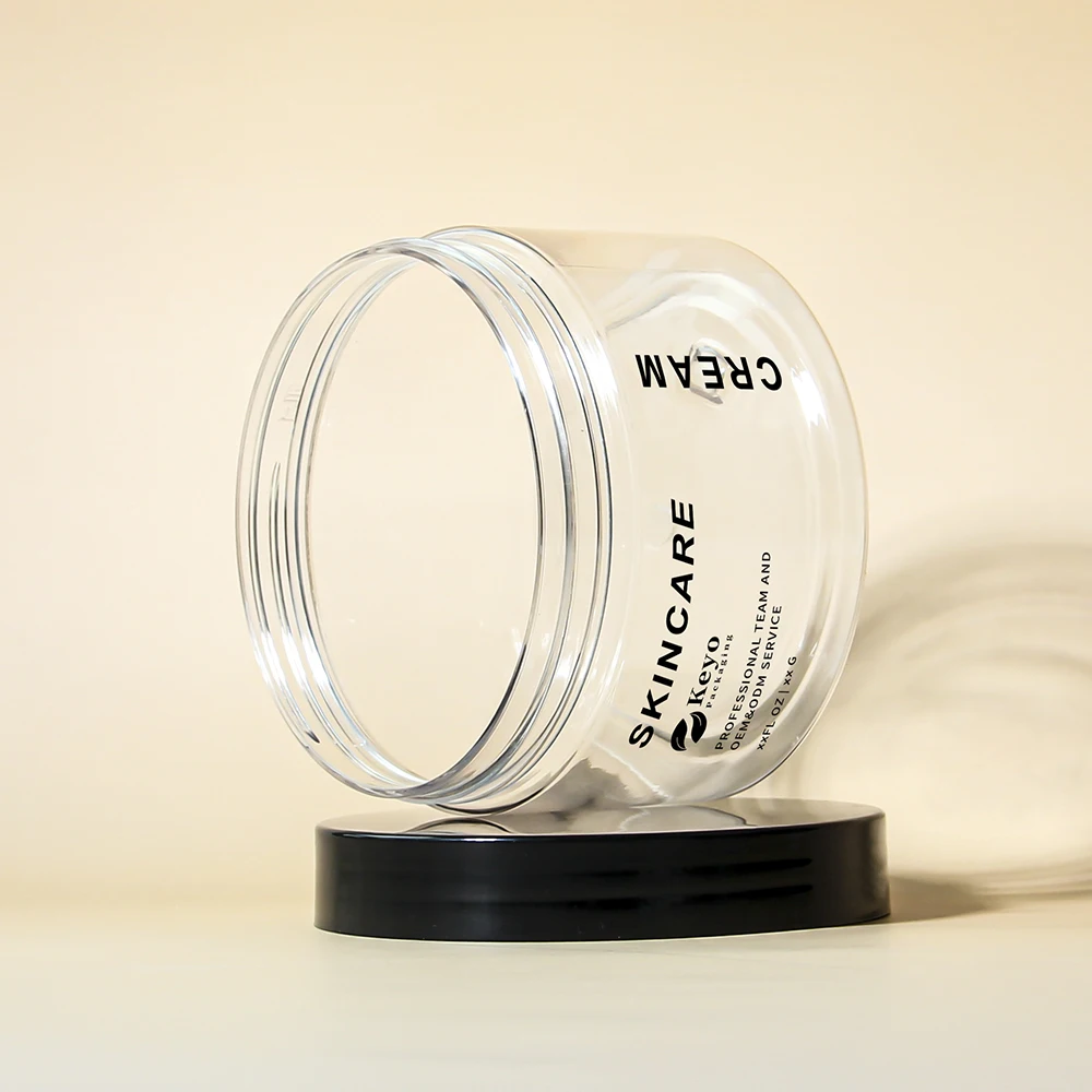 New Design 300ml  Plastic PET Cream Jar Regular Wall Wide Short Model Empty Skincare Bottle Body Butter Jar Packaging Customize